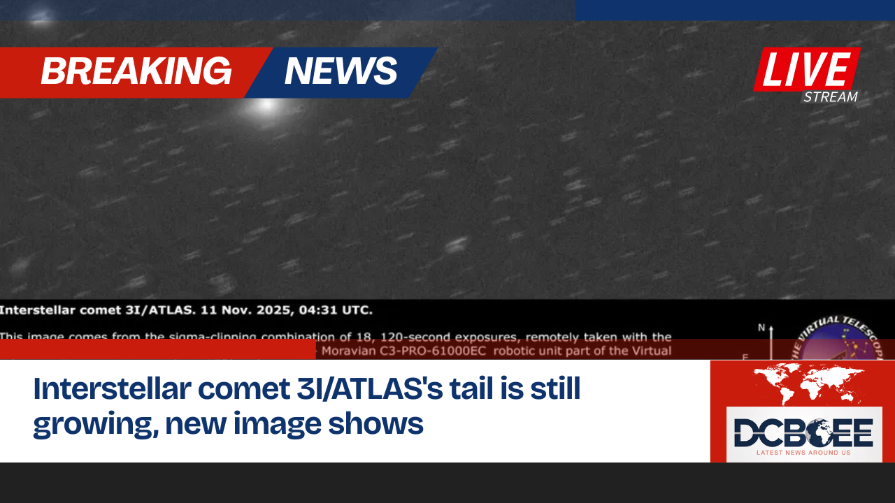 Interstellar comet 3I/ATLAS's tail is still growing, new image shows