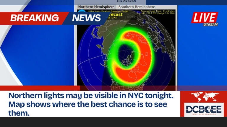Northern lights may be visible in NYC tonight. Map shows where the best chance is to see them.