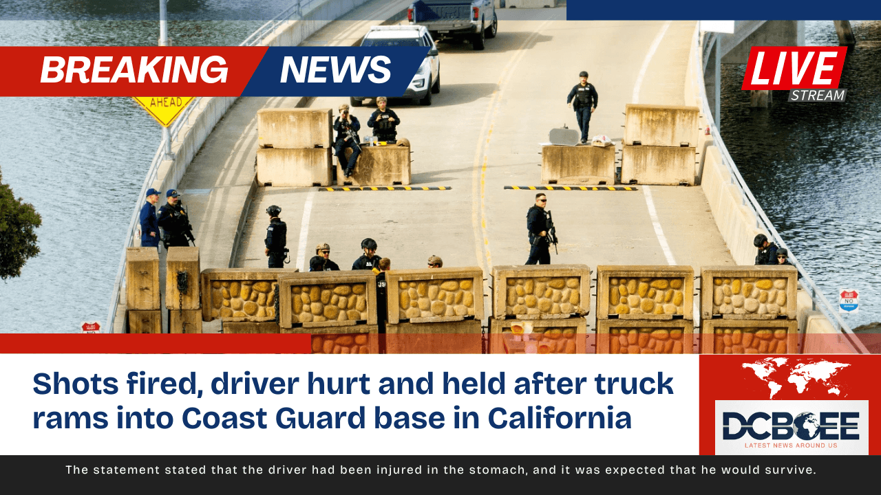 Shots fired, driver hurt and held after truck rams into Coast Guard base in California