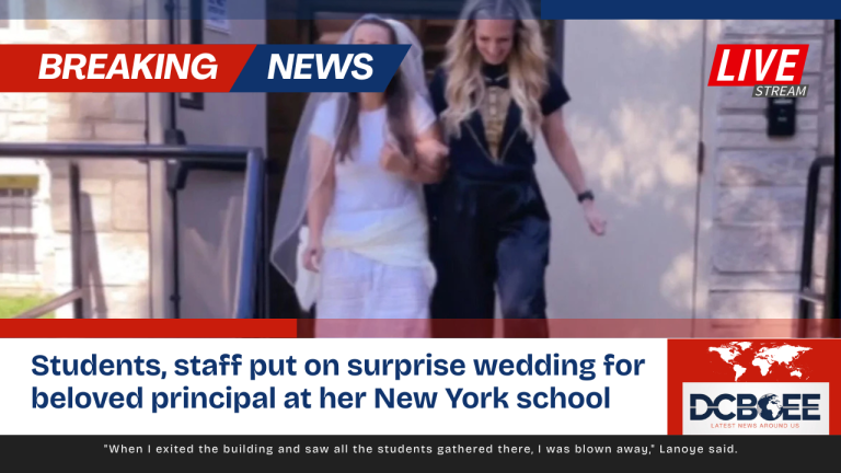 Students, staff put on surprise wedding for beloved principal at her New York school