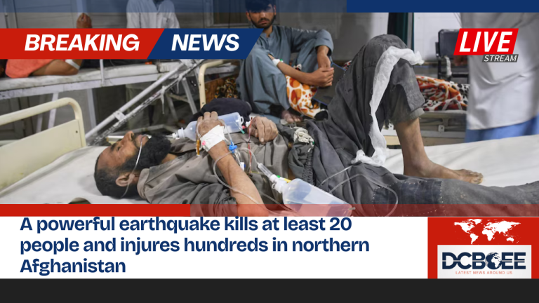 A powerful earthquake kills at least 20 people and injures hundreds in northern Afghanistan